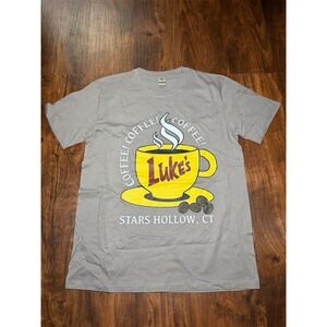 Gilmore Girls Luke's Diner Shirt Womens Adult Gray Stars Hollow Coffee Tee M